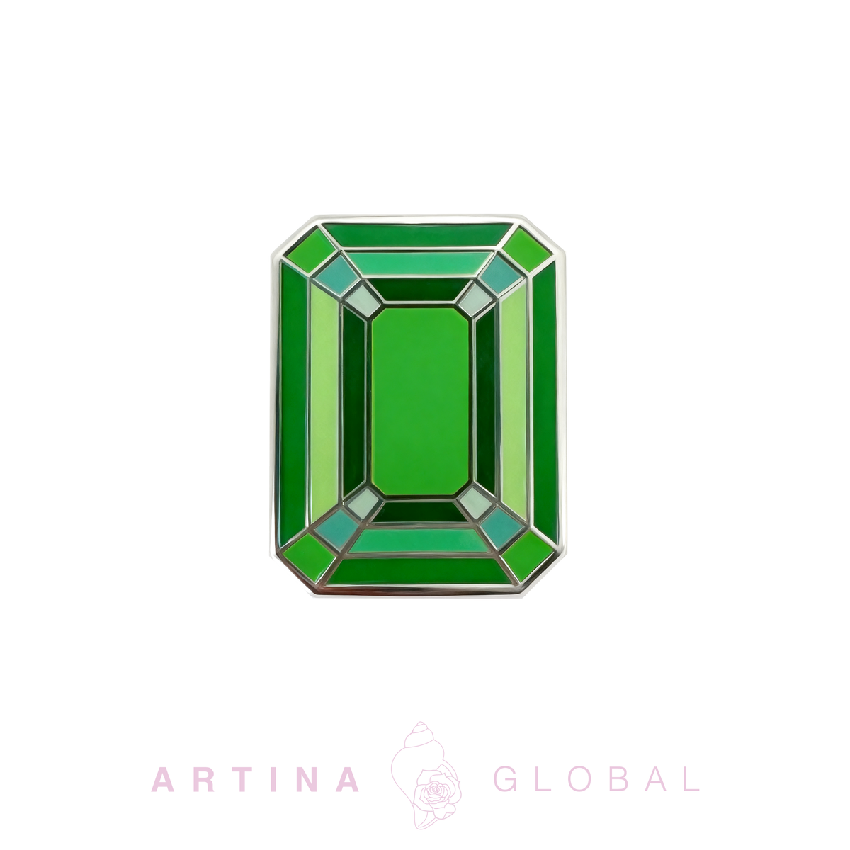 Artina Gem Unique Golf Ball Marker Green Emerald Cut