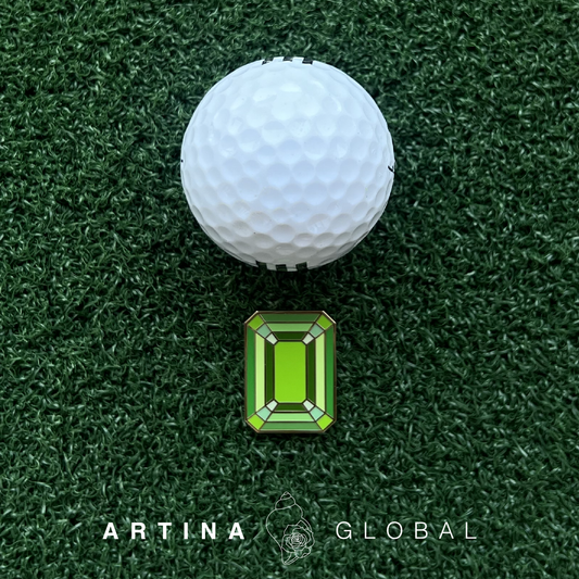 Artina Gem Unique Golf Ball Marker Green Emerald Cut