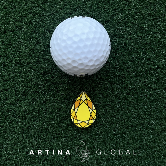 Artina Gem Unique Golf Ball Marker Yellow Pear Cut