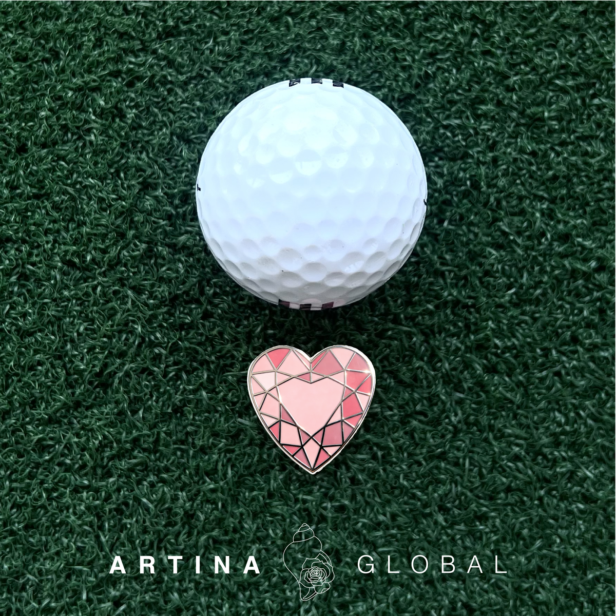 Artina Gem Unique Golf Ball Marker Pink Heart 