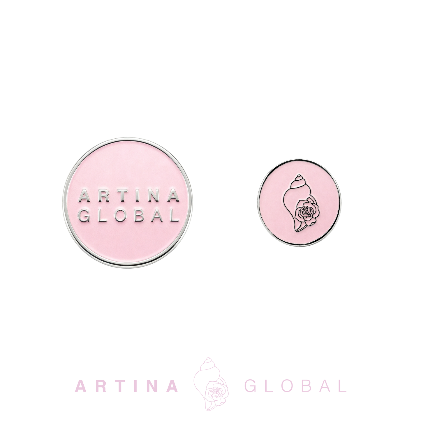 Golf Twin Ball Marker Pink Heart with Rhinestones